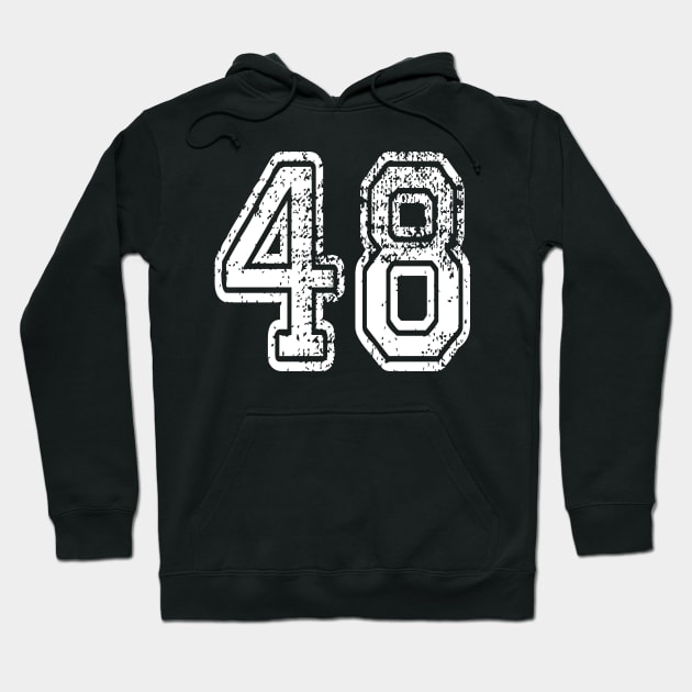 Number 48 Grungy in white Hoodie by Sterling